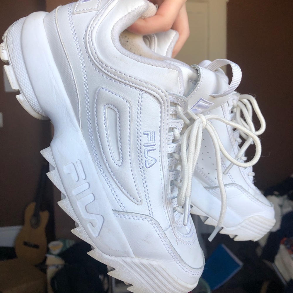 All White Fila Disrupters Size 7